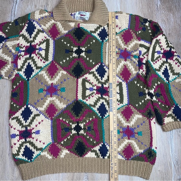 Vintage Peck & Peck Women’s Hand Knit Coogie Style Sweater Collared Shoulder Pad - Picture 10 of 12